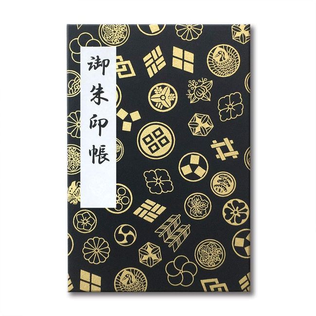 Pigeon Pocket Goshuin Book, Yuzen Washi, Family Crest (Black)