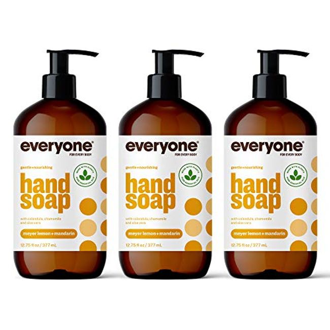 Everyone Liquid Hand Soap, 12.75 Ounce (Pack of 3), Meyer Lemon and Mandarin, Plant-Based Cleanser with Pure Essential Oils