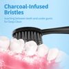 Replacement Toothbrush Heads for Burst Sonic Toothbrush with Dust Cover Caps, Soft Charcoal Bristles for Deep Clean, Black, Pack of 5