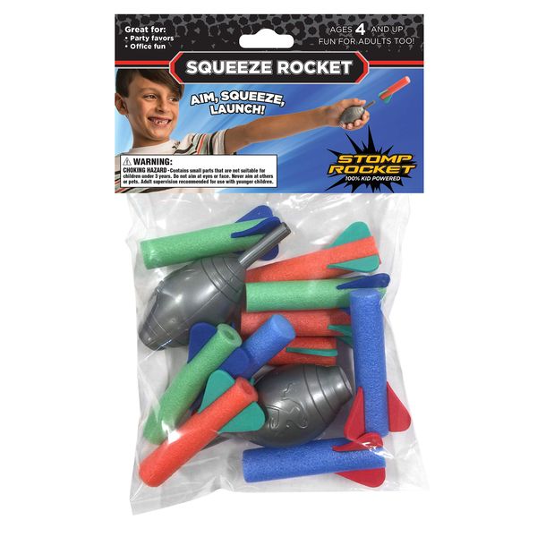 Stomp Rocket The Original Squeeze Rocket, 10 Rockets - Soft Foam Rocket Launcher STEM Gift for Boys & Girls - Ages 4 & Up - Fun Backyard & Outdoor Kids Toys Gifts for Boys & Girls