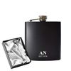 Engraved 6oz Black Hip Flask with Initials and Date