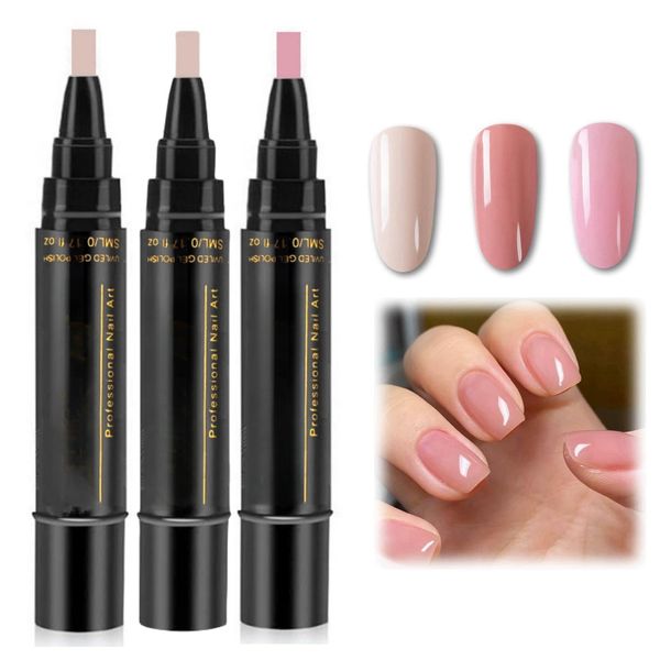 3 Colors Nail Polish Pen,3 in 1 Gel Nail Polish Pen,Nail Art Pens,Nail Polish Gel Pen,Nail Varnish Pens,Nail Art Tools,Nail Polish Set,One Step Nail Polish Gel Pen,Nail Art Kit for Home Salon,Q6/Q8/Q9