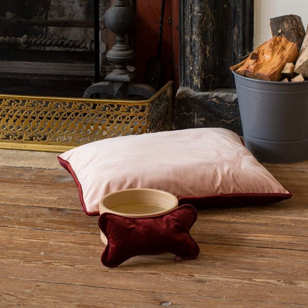 Floor Cushion Cover Pet Bed In Pink Red Velvet Fabric 50 x 60cm