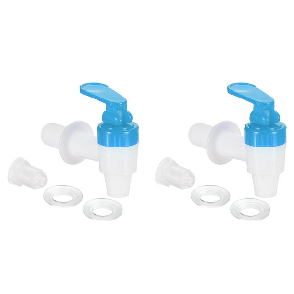 uxcell Beverage Dispenser Replacement Spots Set of 2 Plastic Water Dispenser Spout Replacement Faucets Perfect for Parties and Family Reunions (Blue White)