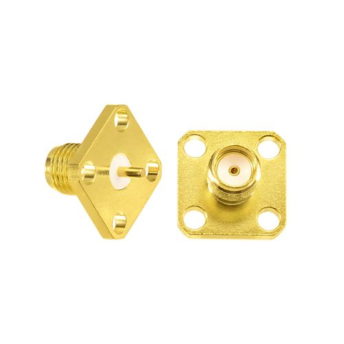 Superbat SMA Connectors SMA Female 4 Holes Panel Chassis Mount Flange Solder Cup Connector SMA Bulkhead Connector 5-Pack