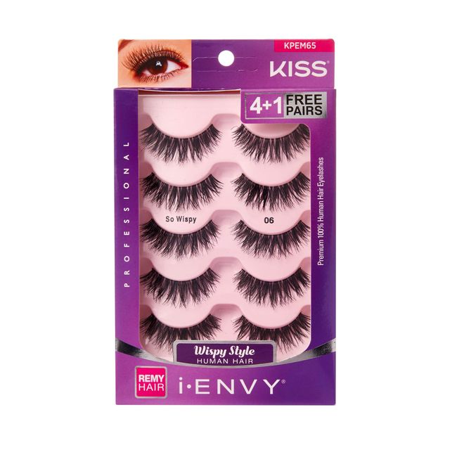 iENVY by KISS So WispyiENVY by KISS So Wispy Eyelashes 5 Pair Multi Pack (KPEM65) (1 PACK) Natural Wispy Style Made with Natural Hair