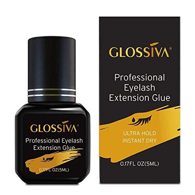 Glossiva Extra Strength Eyelash Extension Glue - Black Adhesive/for Semi-Permanent Extensions