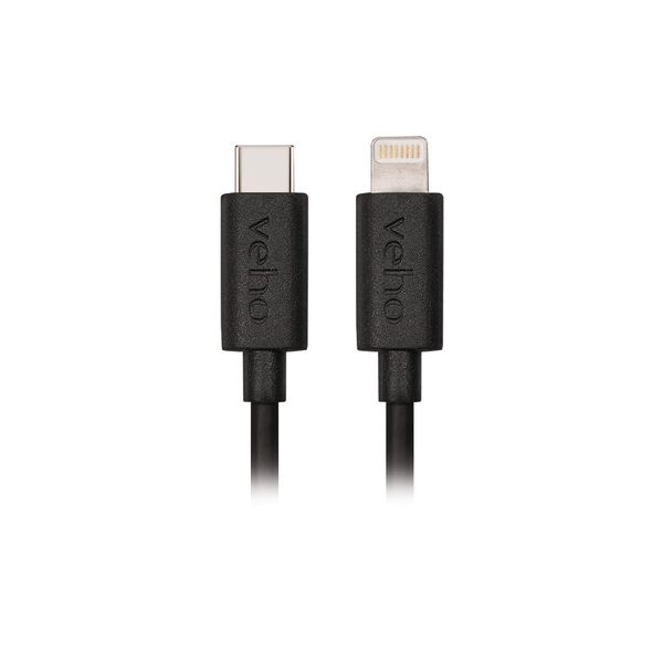 Veho Pebble USB-C™ auf Lightning-Kabel zum Aufladen und Synchronisieren, 20 cm, MFi-Lightning-Kabel (A-zertifiziert), Schwarz