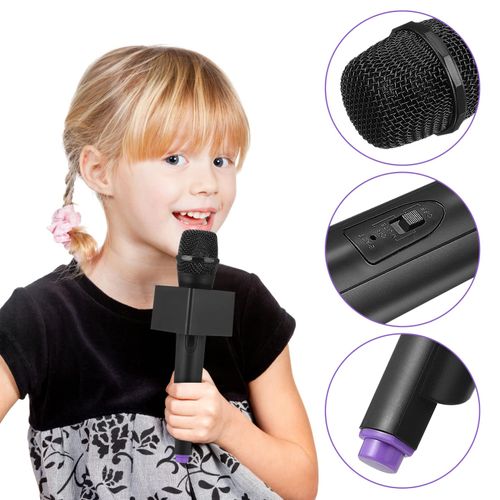NUOBESTY Pretend Microphone with Stand Fake Microphone Prop with Square Cube Interview Mic Plastic Microphone for Karaoke Fun Stage Mic Stand Music