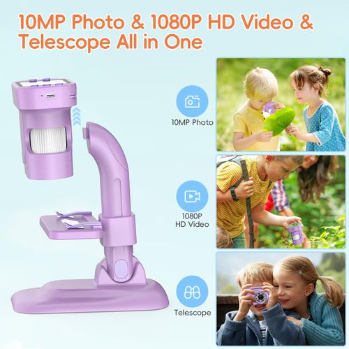 Microscope for Kids - 300x Zoom Digital Microscope with 2.8 Inch Screen, Mini Kids Microscope Camera STEM Science Kits, Educational Birthday Gifts for Girls Boys Age 5-12