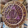 4 Year AA Medallion Cosmic Purple Glitter Gold Plated Chip