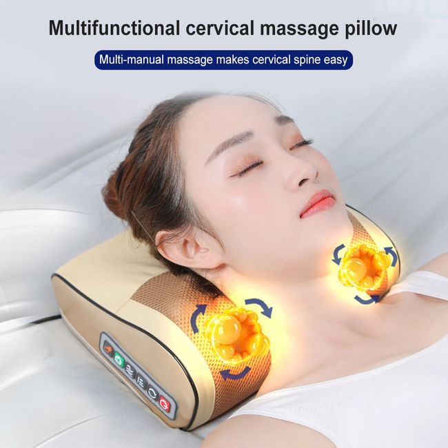 Black Shiatsu Massager Infrared Heat Neck Shoulder Back Body  Multifunctional Massage Pillow Device Cervical Healthy Massageador