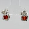BALTIC AMBER, Cognac / Brown, Ladybug, Post EARRINGS, 925 STERLING SILVER #5011e