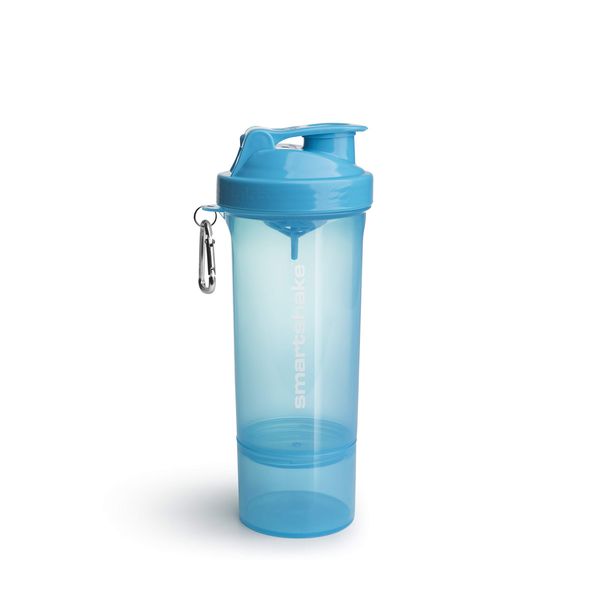 SmartShake Slim Multi-Storage Shaker Bottle 500ml - Neon Blue