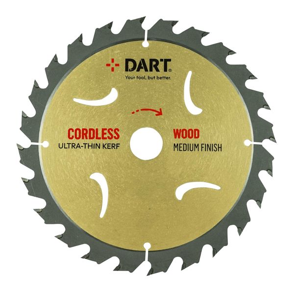 DART ATB Wood Saw Blade 165Dmm x 20B x 24Z - Wood Cutter Blades for Cordless Circular Saws/Rip Saws -TCT Saw Blade with Anti-kickback - Thin Kerf Circular Saw Blades