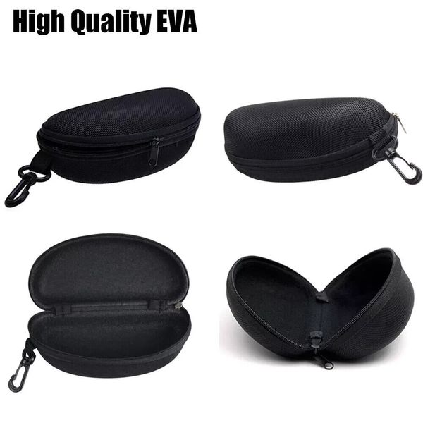 2-Pack Sunglasses Hard Case Eye Glasses Black Clam Shell Zipper With Hook