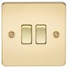 Knightsbridge FP3000PB FPAV3000PB Flat Plate 10A 2G 2 Way Switch-Polished Brass