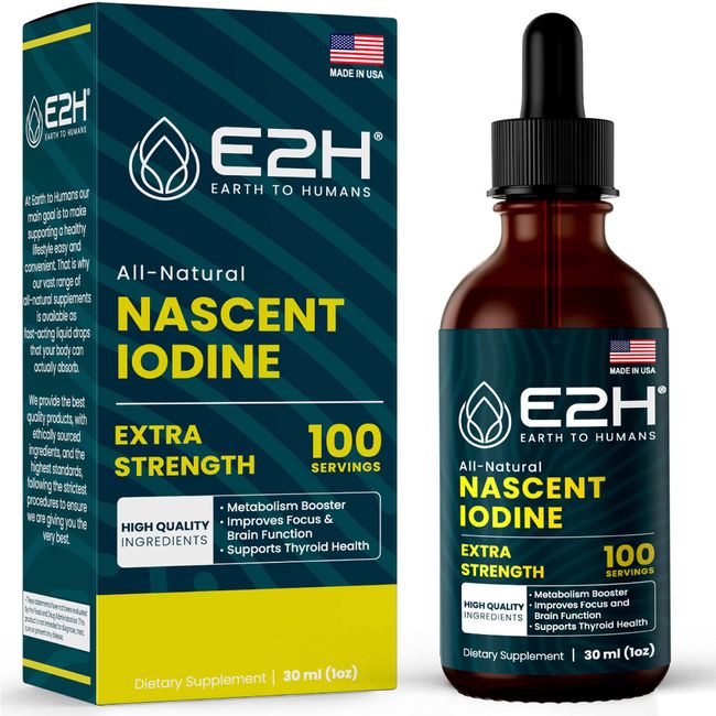 Nascent Iodine Drops - Vegan Iodine Supplement - Iodine Liquid for Thyroid Support - Boost Your Metabolism and Energy Levels - 1 Fl Oz by E2H