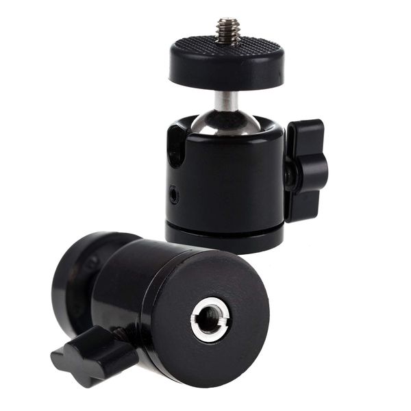 Photecs® Mini Stativkopf Kugelkopf Basic V2 (Tripod Mini Ball Head) mit 3/8" & 1/4"-Anschluss, montiert um 360° drehbar, 1 Stück