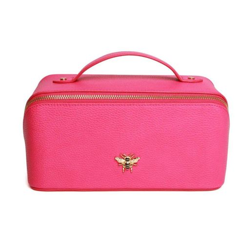 Alice Wheeler Bee Train Case Beauty Concertina Fold Out Organiser (Hot Pink)