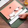 Enyuwlcm PU Leather A4 File Folder Document Holder Portfolio Envelope Folder Case with 2 Compartments Green&Pink Match