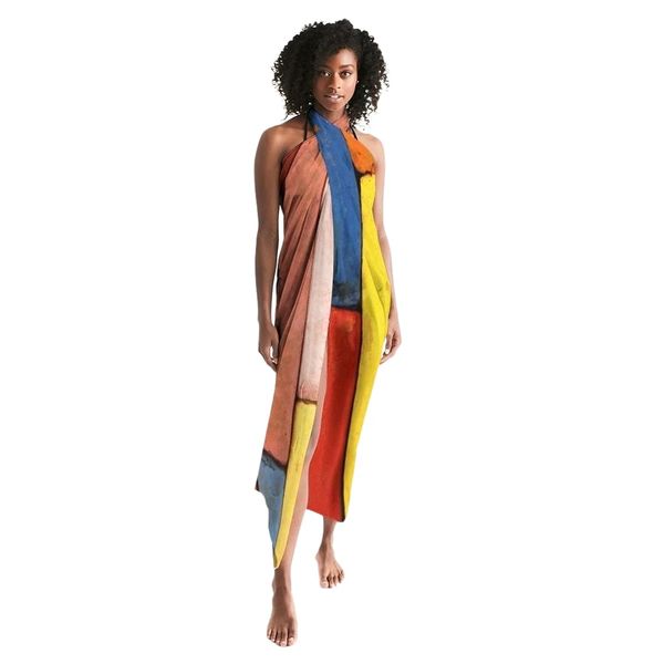 Sheer Sarong Swimsuit Cover Up Wrap / Block Multicolor - Universal