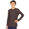 Boy's Long Sleeve Crew Neck Top Brown Medium