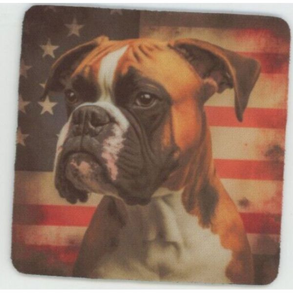 BOXER Breed w/ American Flag - Dog Pet Absorbent Tabletop COASTER - K9