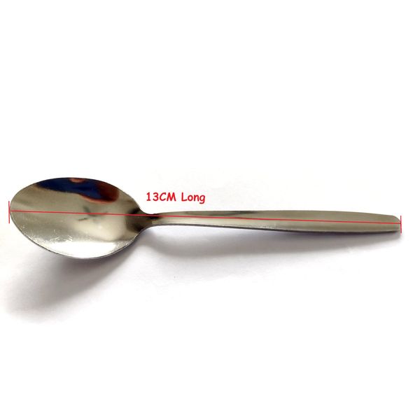 Teaspoons Set of 12 13cm Long Stainless Steel Table Teaspoon Tea Stirring Spoons Long Handle Silver Plain Pattern Spoons Ideal for Coffee Cafe Latte Espresso Hot Chocolate.