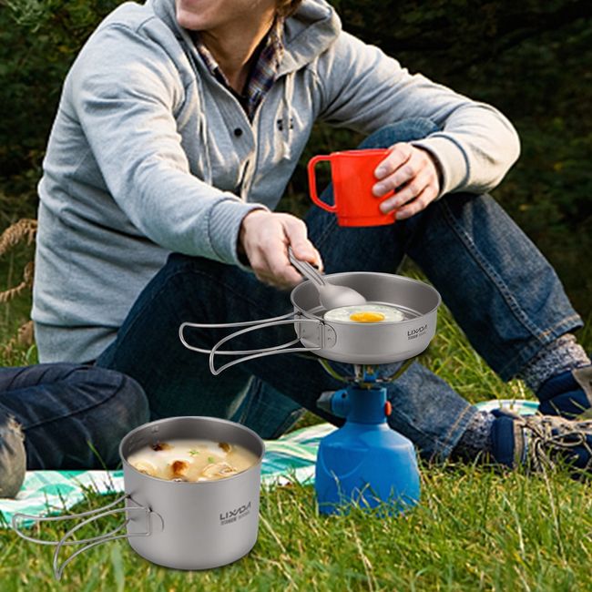 Titanium Frying Pan Camping Plate Ultralight Outdoor Cookware