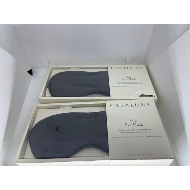 Casaluna Silk Sleep Eye Mask Luxurious 100% Silk Dark Grey 8.5” x 3.5”