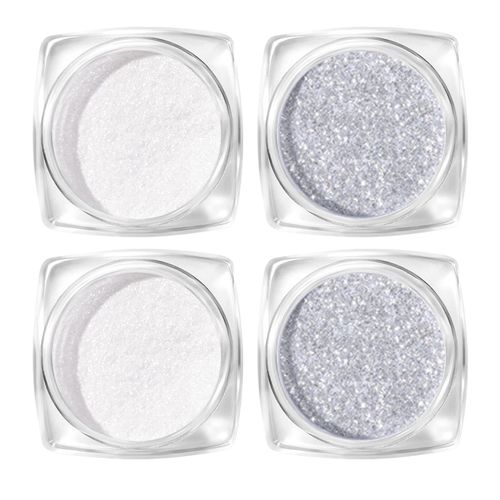 Aurora Powder Set of 4 Pearl Nail Powder Mirror Nail Nail Powder Metallic Gel Gel Nail Nail Powder Fine Particles Magic Mirror Nail Art Hologram Design Chrome Powder Silver Flash Nail