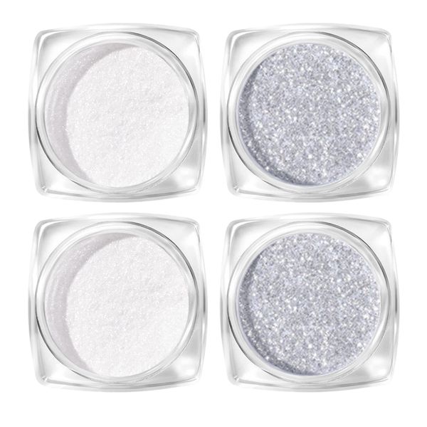 Aurora Powder Set of 4 Pearl Nail Powder Mirror Nail Nail Powder Metallic Gel Gel Nail Nail Powder Fine Particles Magic Mirror Nail Art Hologram Design Chrome Powder Silver Flash Nail