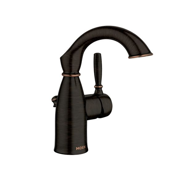 Moen Sarona Mediterranean Bronze One-Handle Single Hole Rustic Farmhouse Bathroom Faucet with Optional Deckplate, Traditional Bathroom Sink Faucet and Drain Assembly, 84144BRB