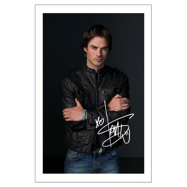 IAN SOMERHALDER Signed Photo Print With Pre Printed Signature VAMPIRE DIARIES - Damon Salvatore Autograph Gift, Full Colour,6x4 Inches 15.2 cm x 10.16 cm