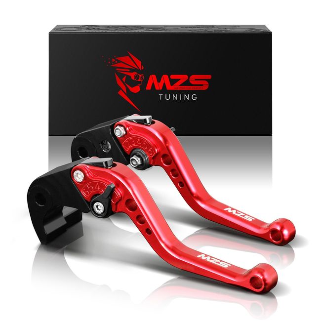 MZS Red Motorcycle Brake Clutch Levers Adjustable Short CNC Compatible with CBR600RR PC37 2003-2006 | CBR954RR SC50 2002-2003