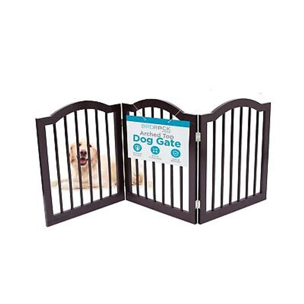 Arched Top Dog Gate | 3 Panel, 24" H Wooden Pet Barrier for Dogs or Cats | Frees