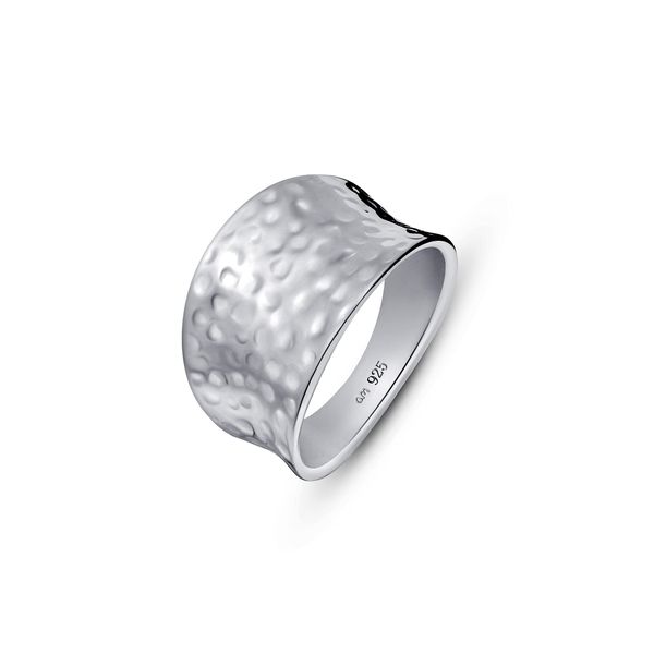 Amberta Women's Hammered Ring 925 Sterling Silver, Sterling Silver, No Gemstone