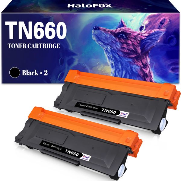 HaloFox Compatible Toner Cartridge Replacement for Brother TN660 TN-660 TN630 TN-630 for Brother MFC-L2700DW HL-L2300D HL-L2360DW HL-L2320D HL-2340DW HL-2380DW DCP-L2540DW Printer (Black, 2-Pack)