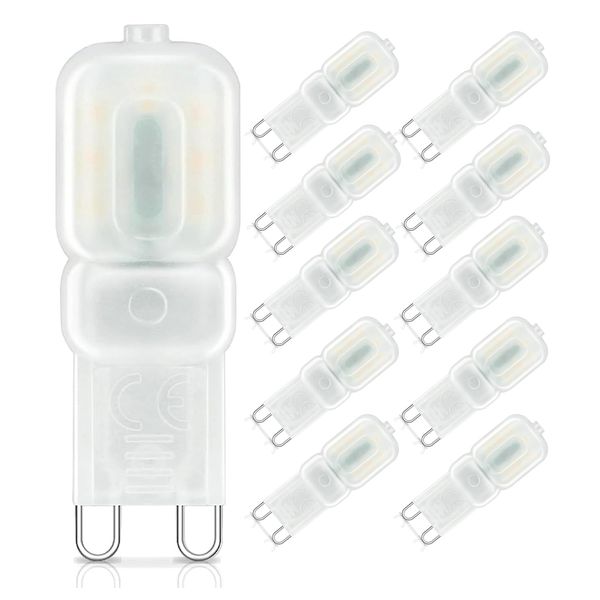 G9 LED Light Bulbs Dimmable 3W (25W Halogen lamp Replacement,Cool White 6000K, 120V AC, 360 Degree Beam Angle, 10Pack