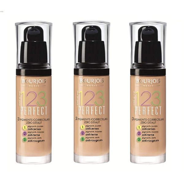 3 x Bourjois Paris 123 Perfect Foundation 30ml New & - 52 Vanilla