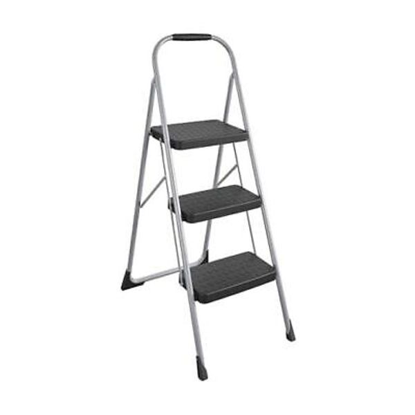 11408PBL1E Three Step Big Step Folding with Rubber Step Stool Platinum 3-Step