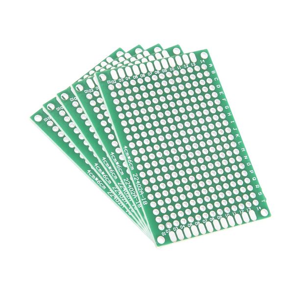 sourcingmap 5pcs 4x6cm Double Sided PCB Board Universal Printed Circuit Proto Board for DIY Soldering Electronic Projects Practice Test Circuit
