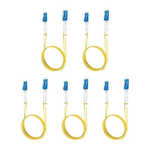 Yonwide Single Mode Fiber Patch Cable - LC to LC, 2m (6.56 ft), 5 Pack, OS2, LSZH, Yellow SMF