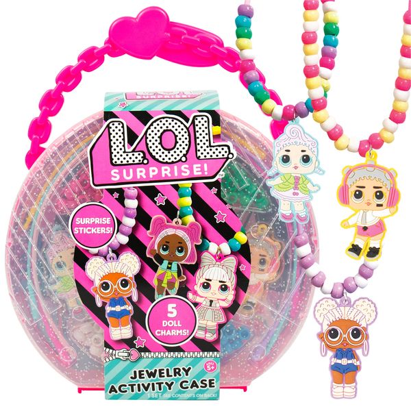 L.O.L. Surprise! Jewelry Activity Case, Create Your Own LOL Surprise Jewelry, Bead Kit Great for Travel and On-The-Go, 100+ Custom Accessories, DIY Jewelry Kit for Kids Ages 5, 6, 7, 8, 9