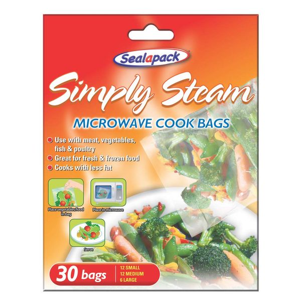 Sealapack, Orange SAP1038 Microwave Steam Bags, Plastic