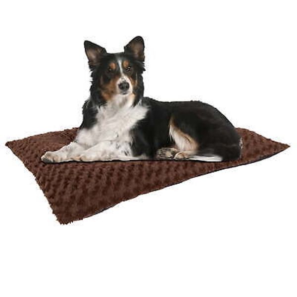 Dog Crate Pad Faux Fur Pet Bed with Non-Slip Bottom for Crates and Kennels Brown