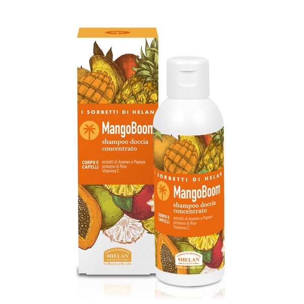 Helan I Sorbetti MangoBoom - Gentle Shower Gel & Shampoo for Women and Men with Vitamin C, Energising and Nourishing Action - Scented Hair & Body Wash with Pineapple and Papaya - Made in Italy, 150 ml