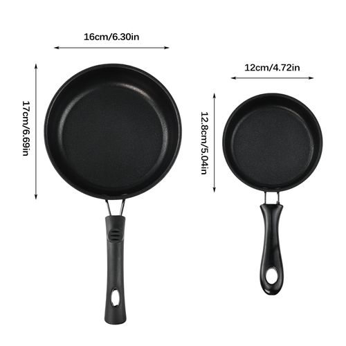 2 PCS Skillet Set, Portable Mini Frying Pan with Marble Coating Non-Stick and Heat Resistant Handle, Skillet Deeper Skillet Pan for home Frying Saute Cooking Pizza Omelette Steak (12cm+16cm)