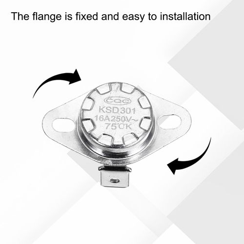 uxcell KSD301 Thermostat 75℃/167°F 16A Normally Open N.O Temperature Switch for Microwaves,Oven,Coffee Maker 4 Pcs,Ceramic Material